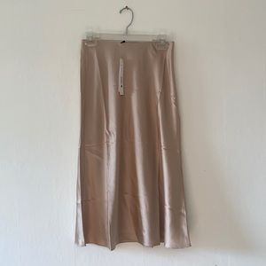 Aqua Bloomingdales satin midi slip skirt